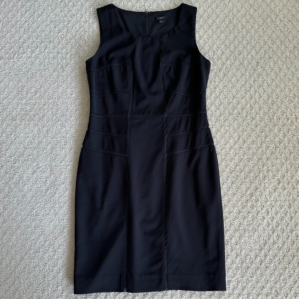 Ann Taylor Black Wool Sleeveless Sheath Midi Dress Size 6 Classic Office Party